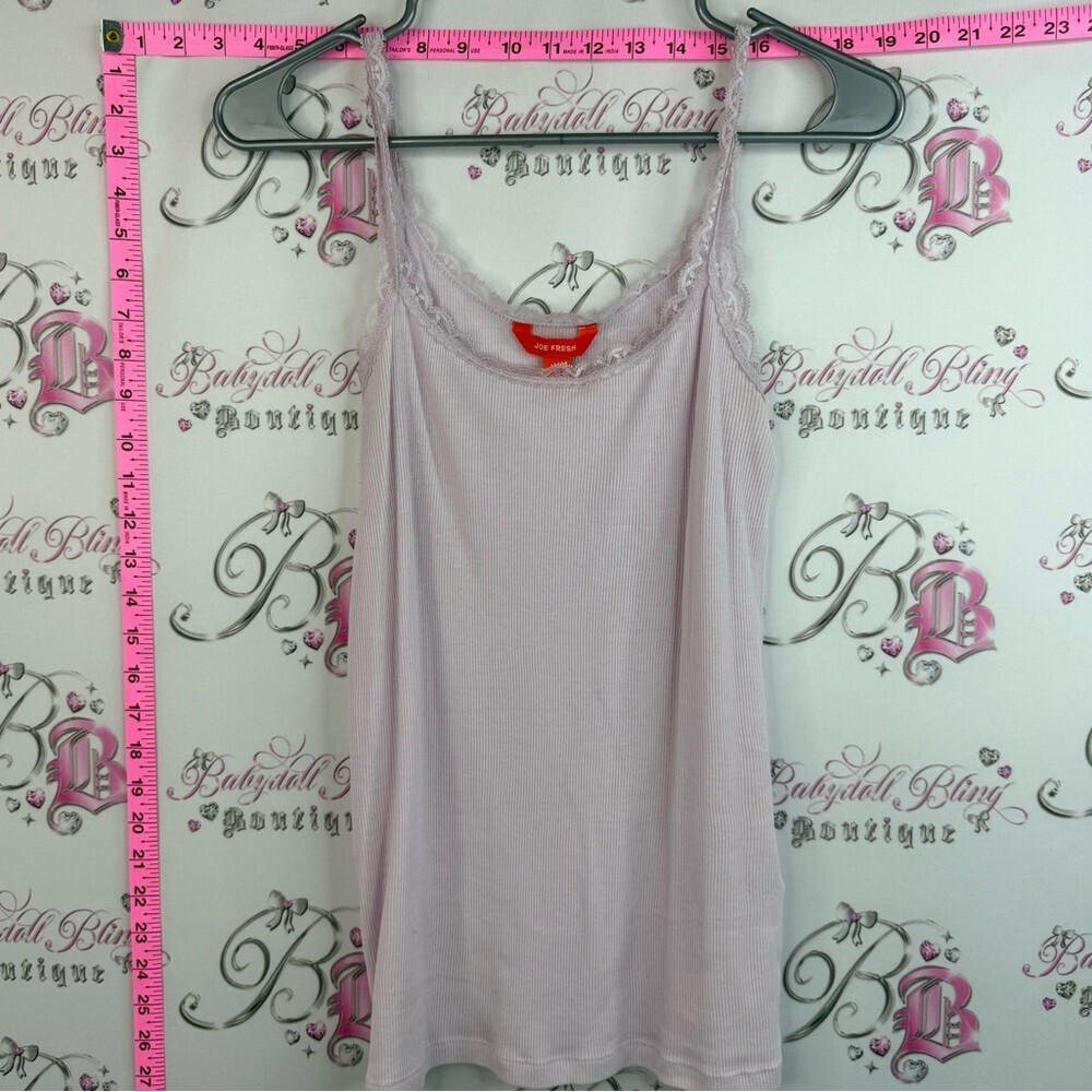 Joe Fresh tank top Lacie floral trim Light Pink Lace-Trim Cami Tank